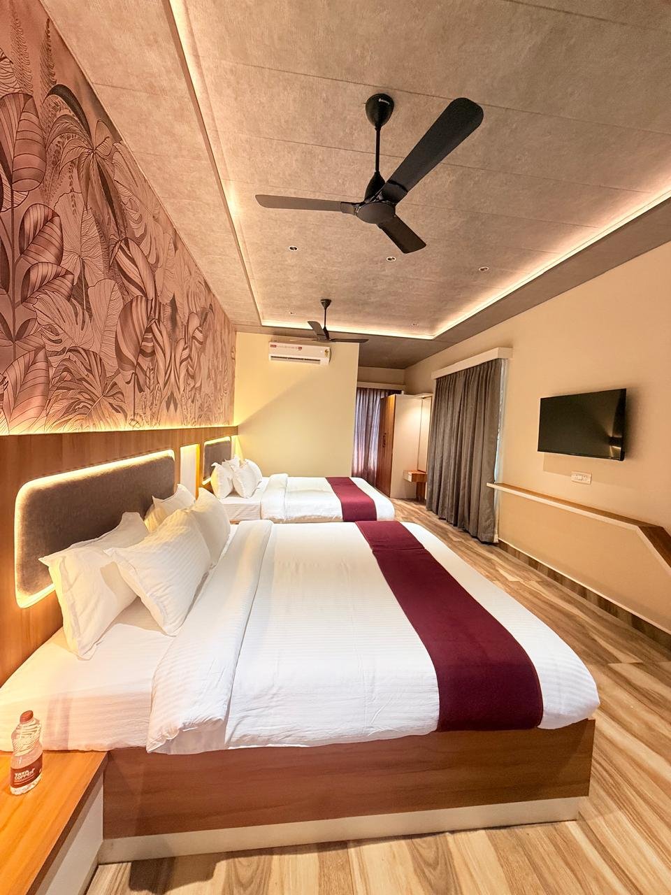 Premium AC cottage interior at Nadi Teera Dandeli for couples and families