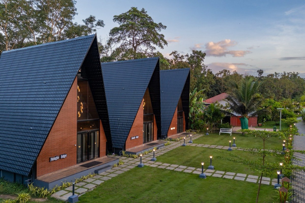 Jungle Edge premium resort Dandeli — drone HDR